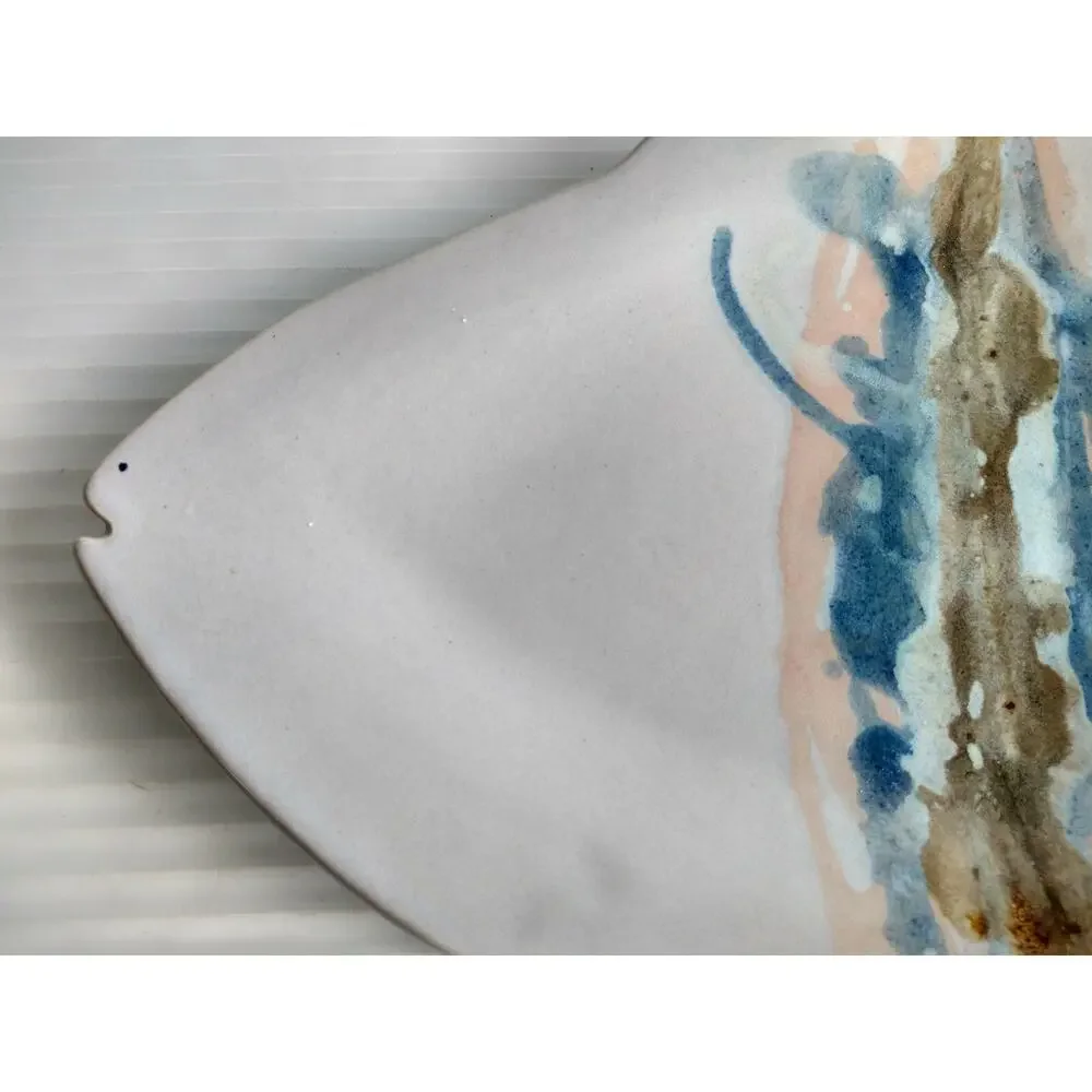 Studio Art Pottery Fish Shape Serving Platter Tray Artist Mike Wilder 18